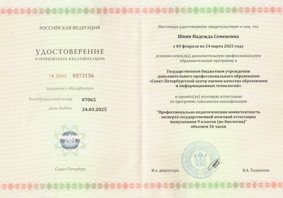 Швин Надежда Семеновна 2024-2025